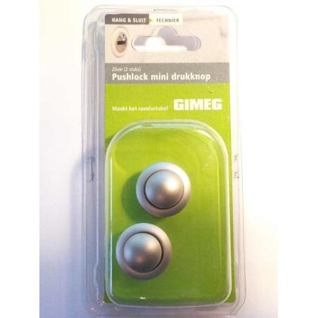 Pushlock mini drukknop mat zilver 2 stuks