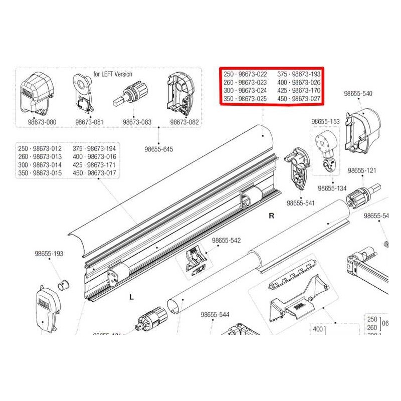 Bovenkap (Top Case) voor Fiamma F45S luifel polar white