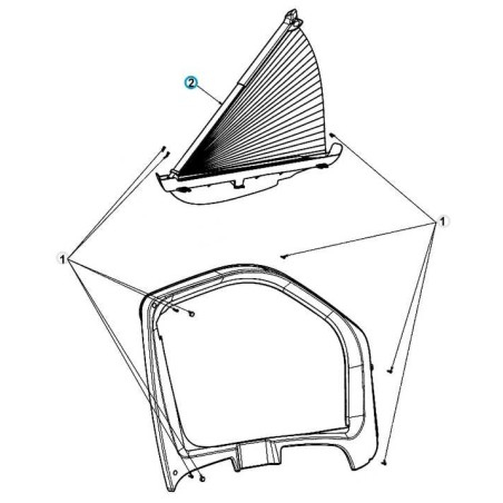 Cassette met plissee voor Dometic SP310 verduistering voor zijraam links